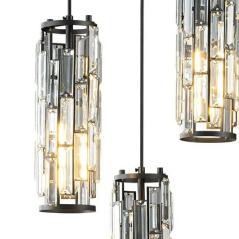 Kristy Design Clusterförmig LED Pendelleuchte Schwarz/Gold Esszimmer Esstisch Kristall 1/3/4-flammig