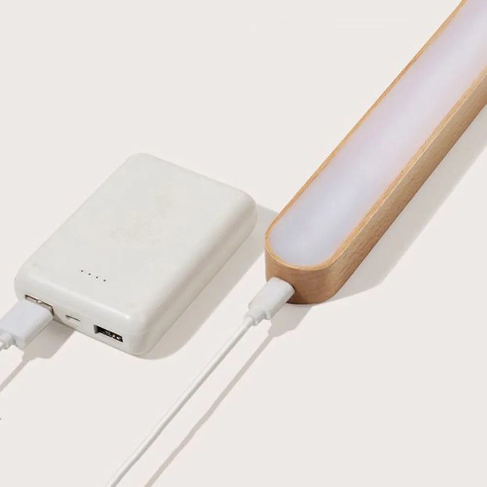 Muto LED Wandleuchte Innen Schlaf/Wohnzimmer Holz Acryl Metall Front-Spiegel