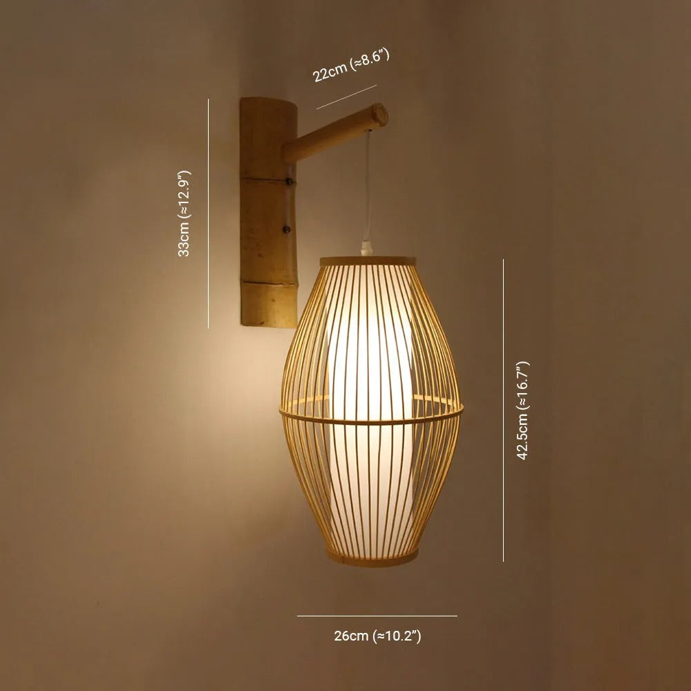 Muto Rustikale LED Wandleuchte Rattan/Acryl 4 Stile Schlafzimmer
