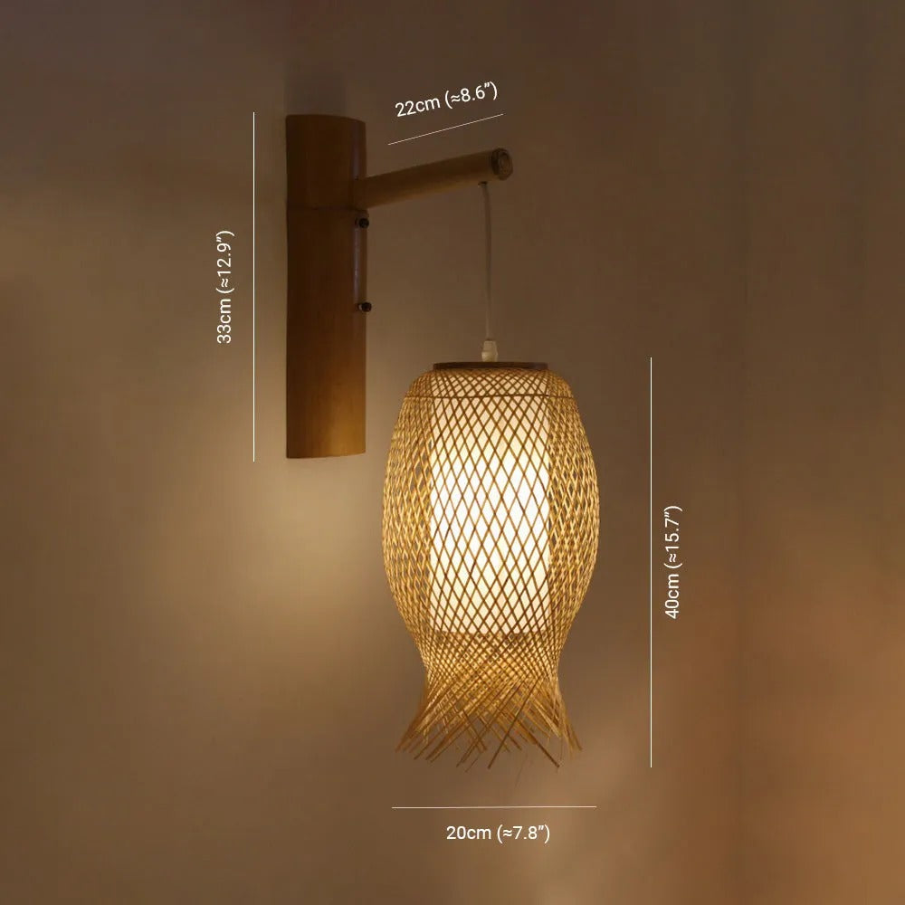 Muto Rustikale LED Wandleuchte Rattan/Acryl 4 Stile Schlafzimmer