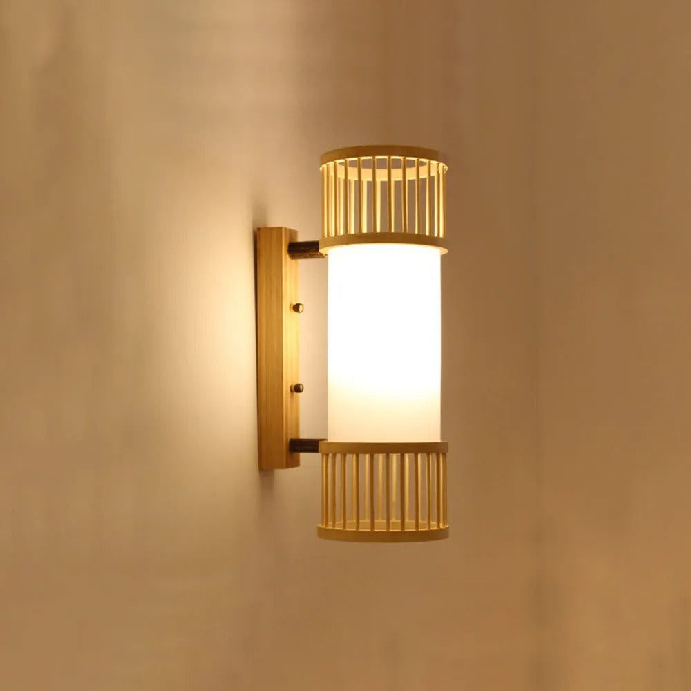 Muto Rustikale LED Wandleuchte Rattan/Acryl 4 Stile Schlafzimmer