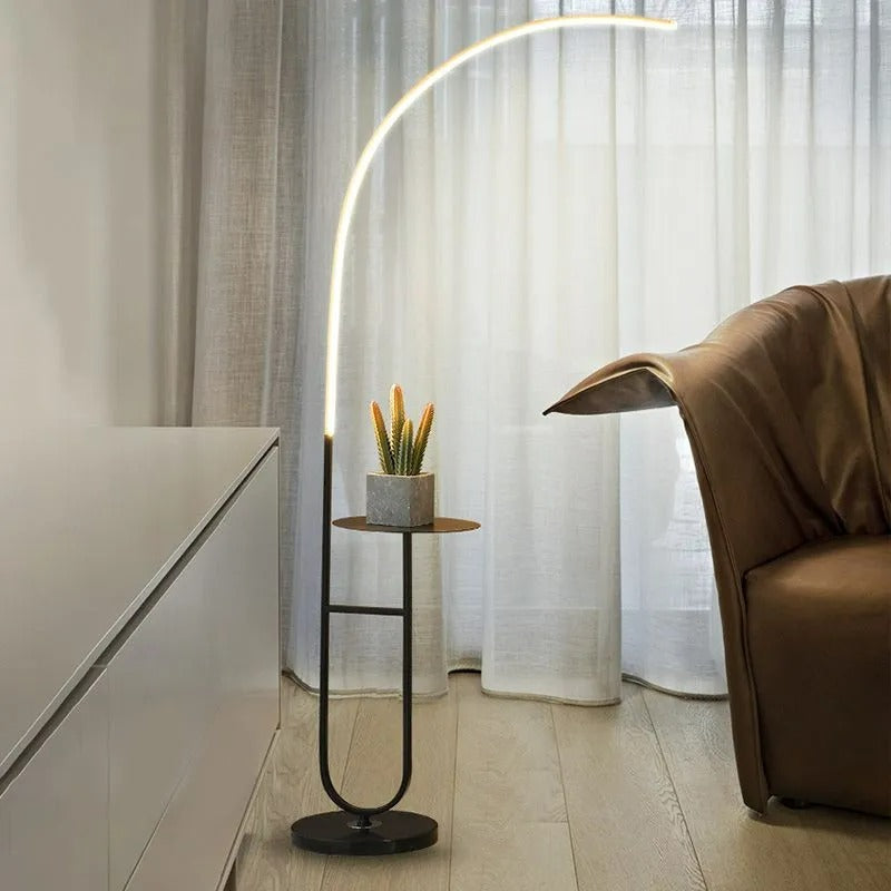 Arisha Modern Linear Stehlampe, Marmor/Acryl, Schwarz, Schlafzimmer