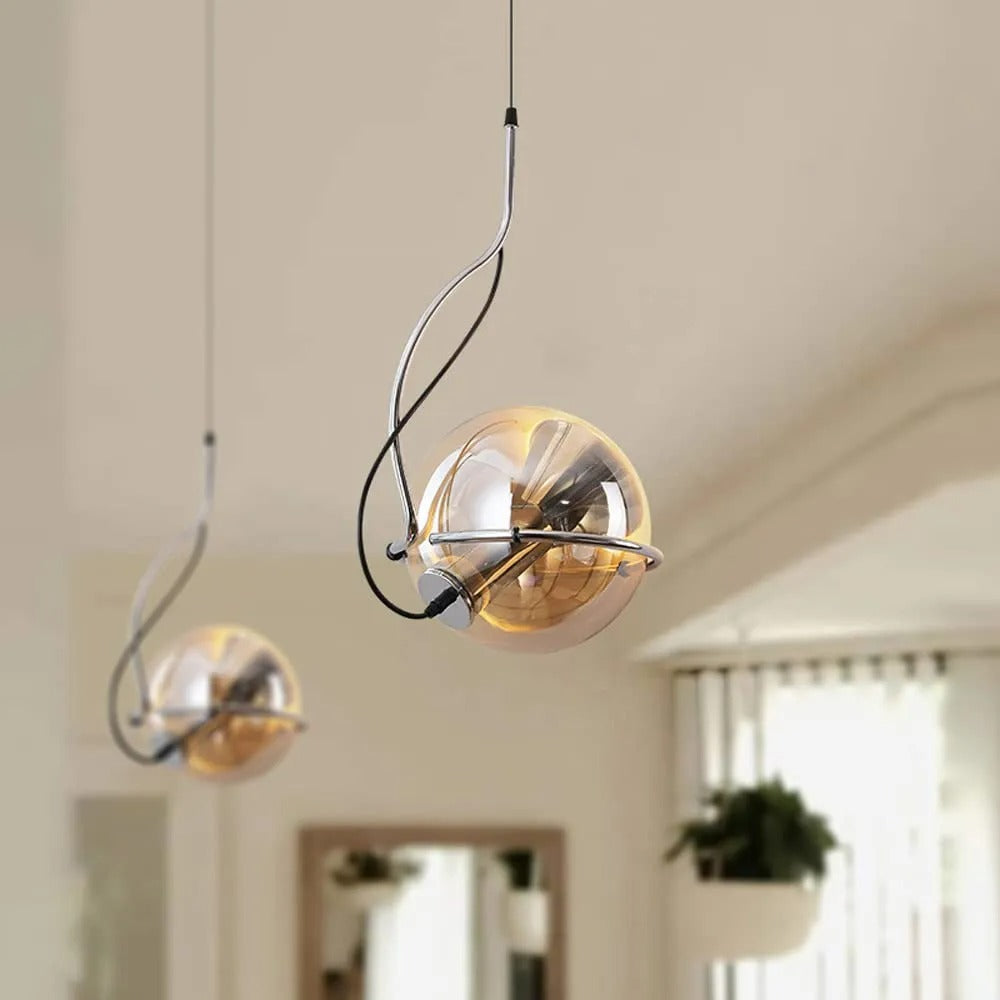 Valentina American Vintage Pendelleuchte Bernstein Glas Wohnzimmer/Schlafzimmer/Esszimmer