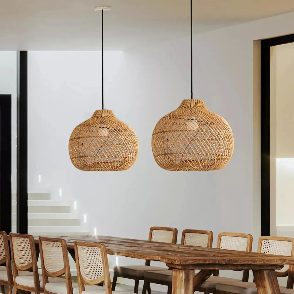 Ritta Design LED Pendelleuchte Rattan Schlafzimmer-Letslighting