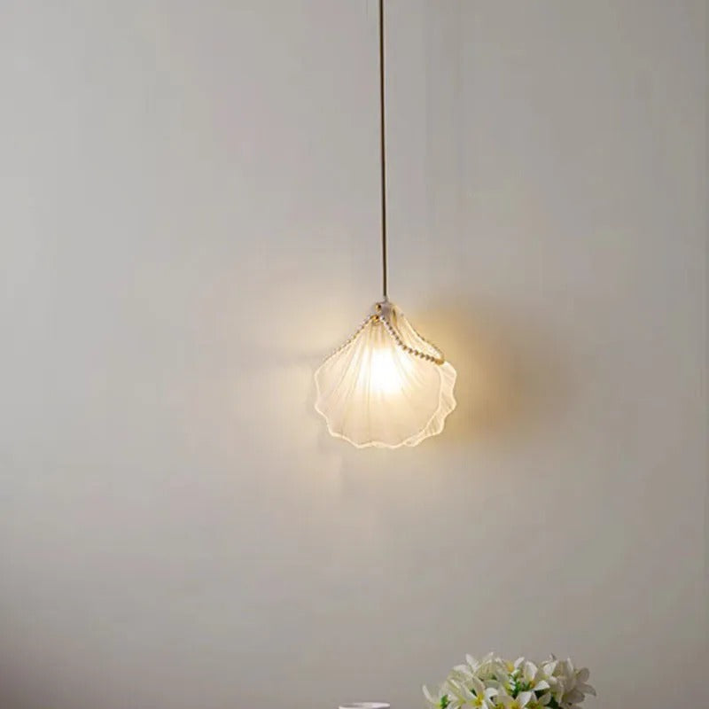 Modern Pendelleuchte Perlenmuschel Schlafzimmer, Weiß, Acryl Metall