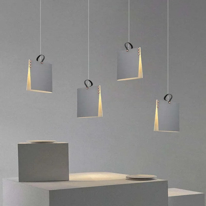 Arisha Design LED Pendelleuchte Weiß Schlafzimmer/Wohnzimmer Stoff