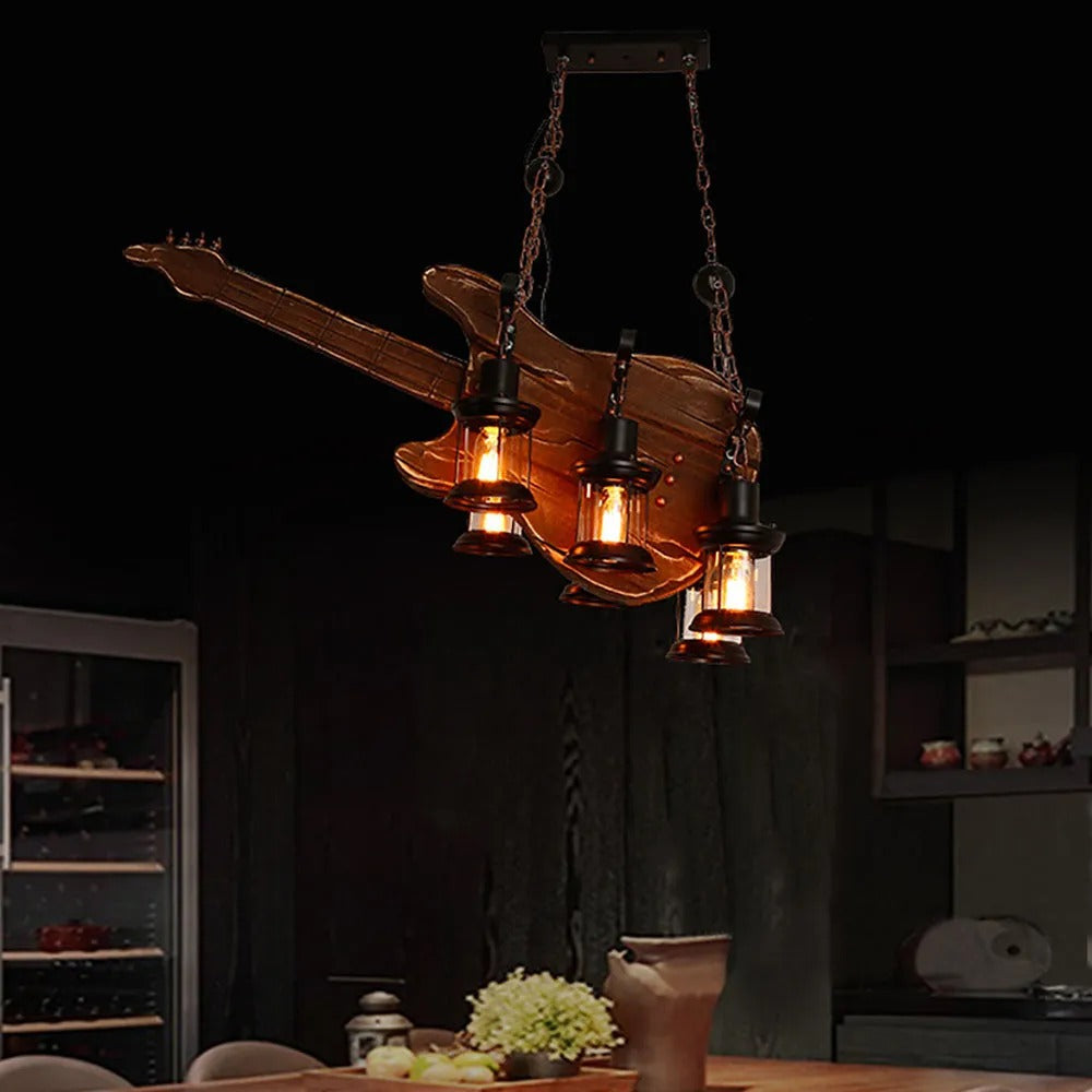 Epoch Farmhouse Pendelleuchte Guitar, Walnuss, Metall Holz