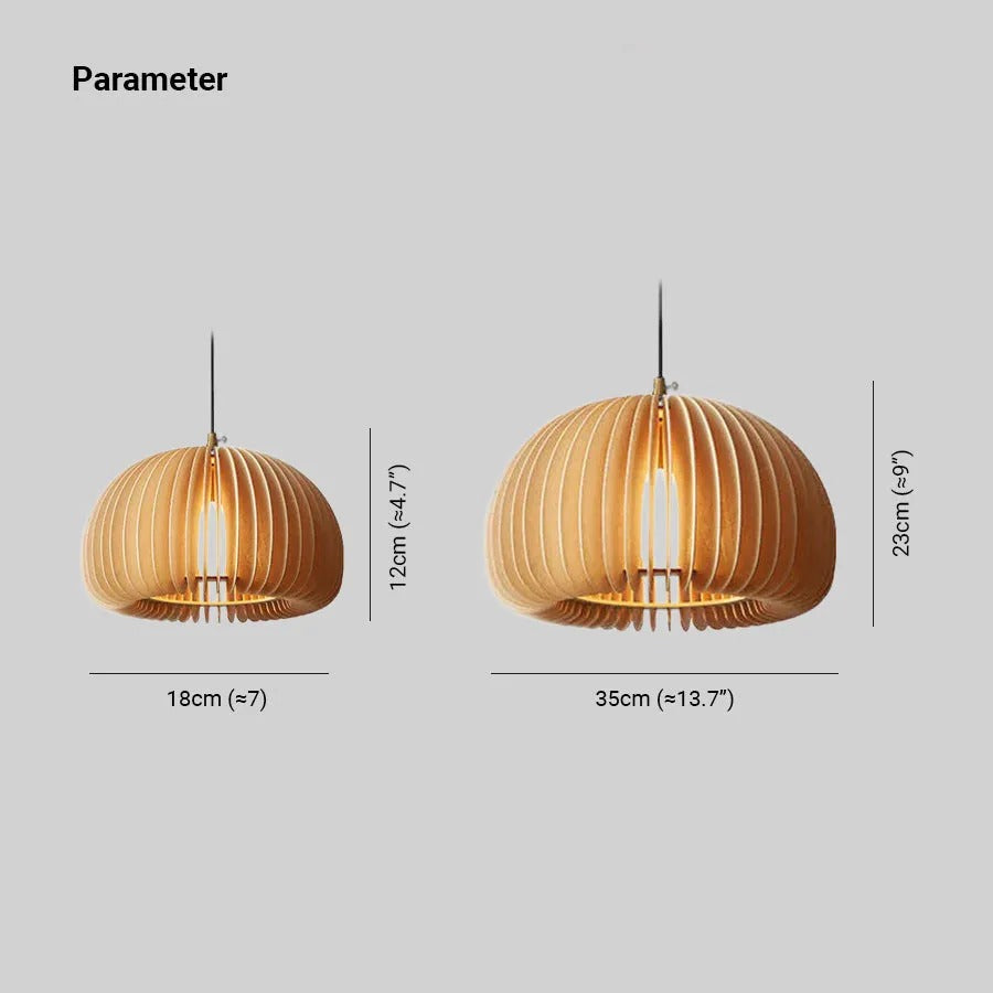 Muto Design LED Pendelleuchte Schlafzimmer/Esszimmer Holz/Metall Kürbis