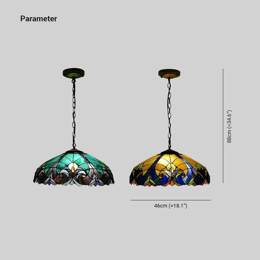 Arisha Tiffany Buntglas Pendelleuchte, Gelb/Grün