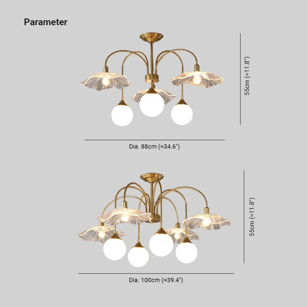 Valentina Nordic LED Kronleuchter Gold Glas Wohn/Esszimmer/Schlafzimmer