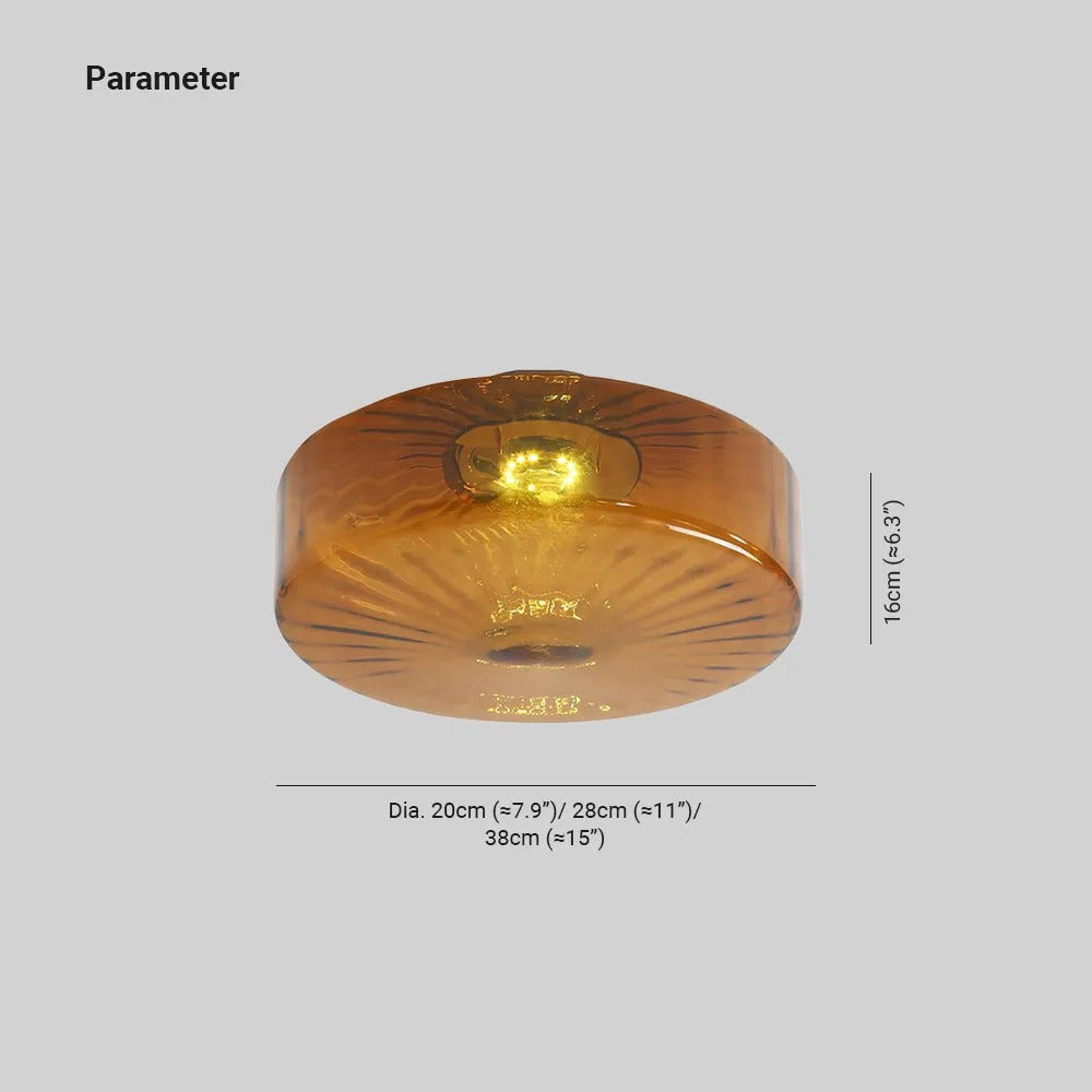 Arisha  Rund  Trommelförmige Deckenleuchte Metall Glas Küche Wohnzimmer