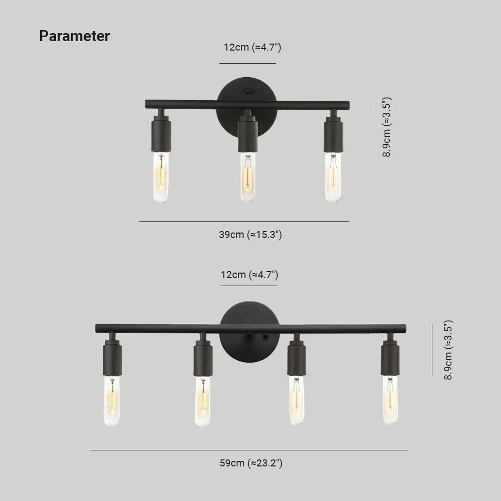 Silva Modern LED Wandleuchte Schwarz Badezimmer Metall Glas 3/4 Licht