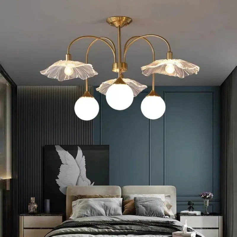 Valentina Nordic LED Kronleuchter Gold Glas Wohn/Esszimmer/Schlafzimmer