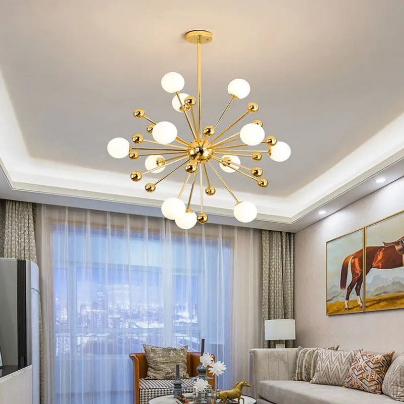 Silva Modern LED Kronleuchter Gold Glas Wohn/Esszimmer/Schlafzimmer