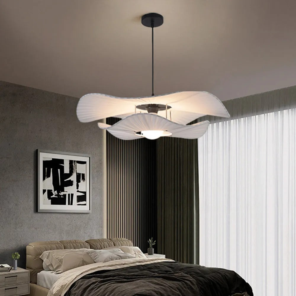 Ritta Moderne LED Pendelleuchte Esszimmer/Schlafzimmer Weiß Stoff