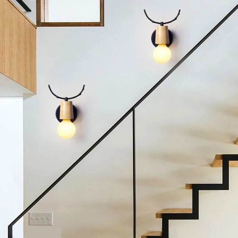 Muto Modern Antler LED Wandleuchte Schwarz Weiß Schlafzimmer/Badezimmer Metall Holz Glas