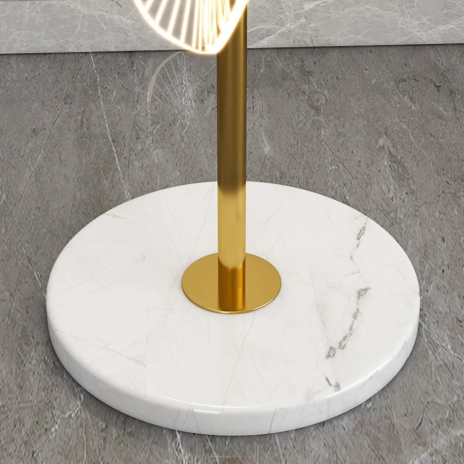 Arisha Stehleuchte Kreis Modern, Acryl, Weiß/Gold, Schlafzimmer
