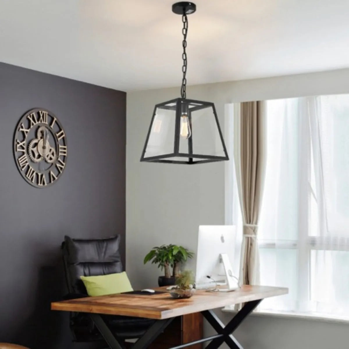 Epoch Industrial LED Modern Pendelleuchte Schwarz/Glas/Metall für Küche/Schlafzimmer/Wohnzimmer