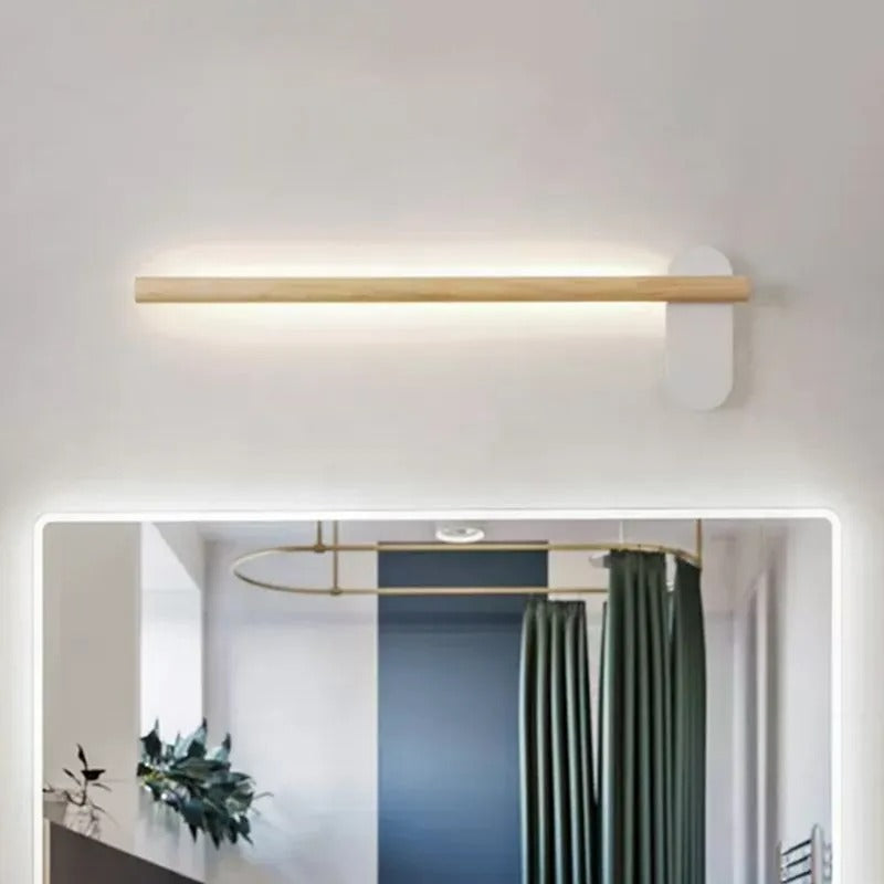 Muto Moderne Lineare LED Wandleuchte Holz Schlaf/Wohnzimmer Holz Größen 40cm 50cm 60cm