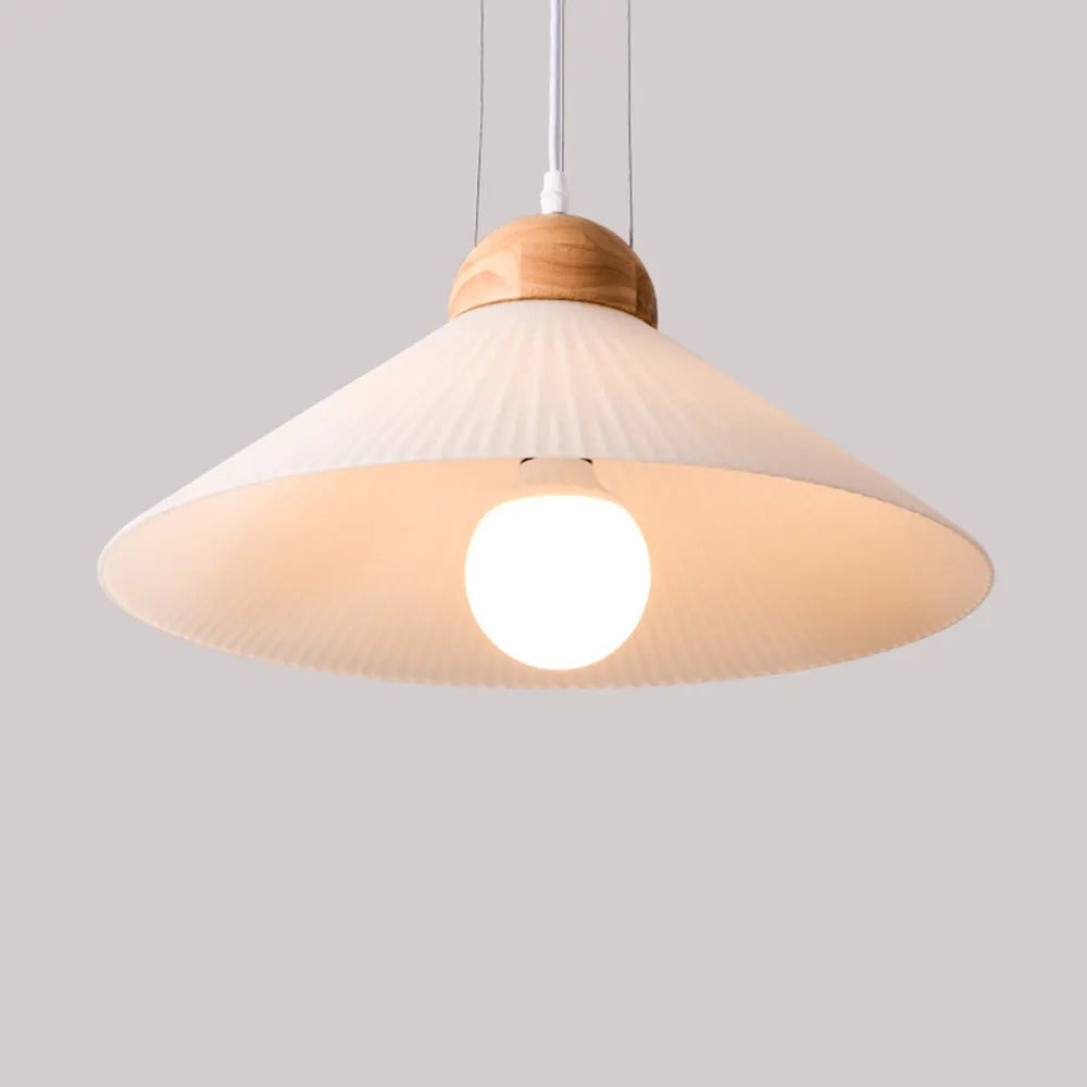 Ozaw Moderne LED Pendelleuchte Weiß Wohn/Schlaf/Esszimmer Holz&Glas