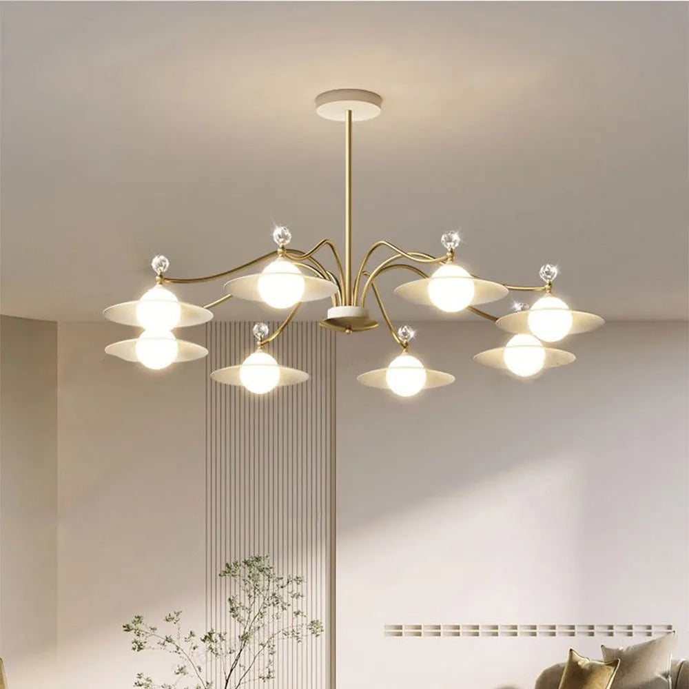 Arisha Designer Gold Kronleuchter, 6/8 Flammig, Wohnzimmer/Schlafzimmer