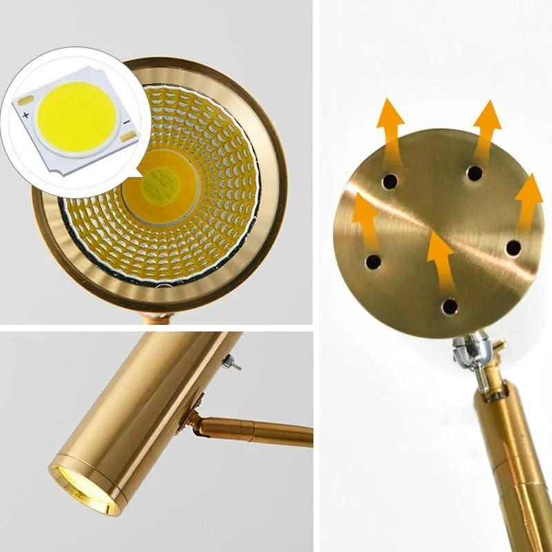 Arisha Modern/Minimalistisch Stehleuchte Vertikal, Schwarz/Weiß/Gold, Schlafzimmer, Metall