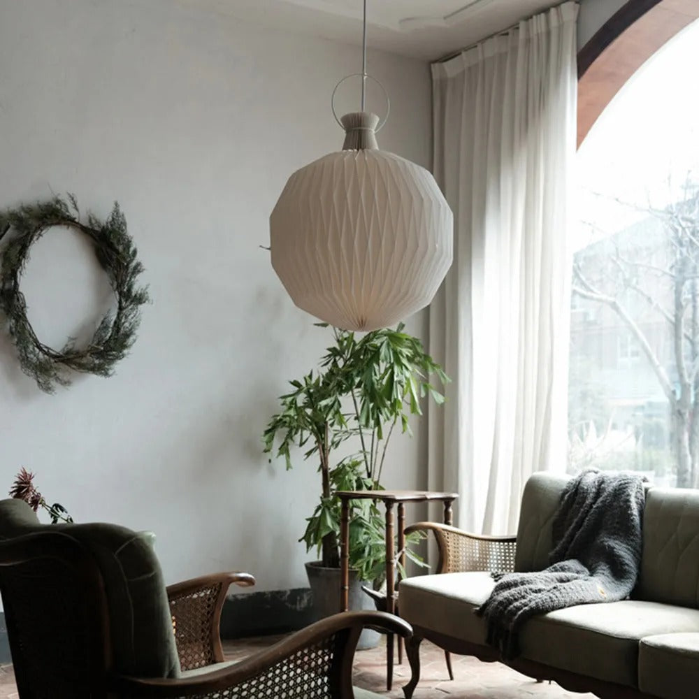 Ritta Modern LED Pendelleuchte Kugel Wohnzimmer Schlafzimmer, Weiß, Metall Papier