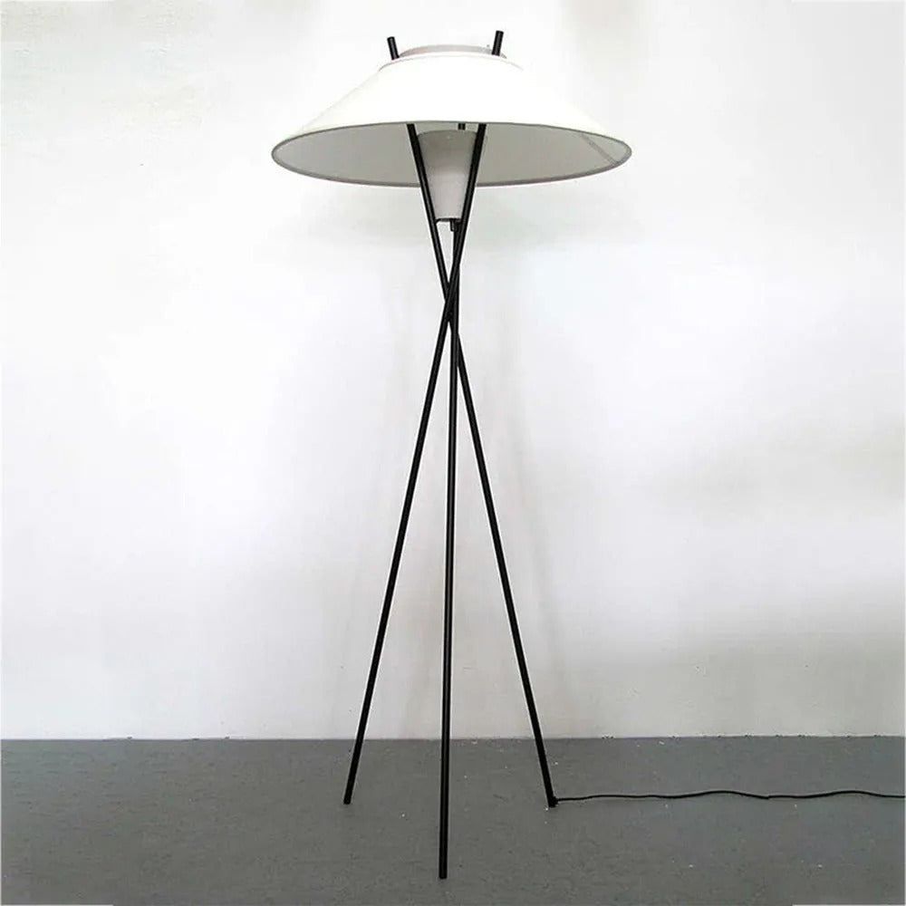 Arisha Modern LED Stehleuchte Tripod Wohnzimmer Schlafzimmer, Weiß, Metall Stoff