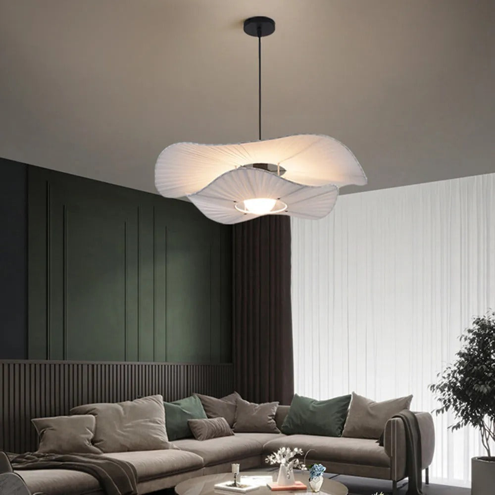 Ritta Moderne LED Pendelleuchte Esszimmer/Schlafzimmer Weiß Stoff