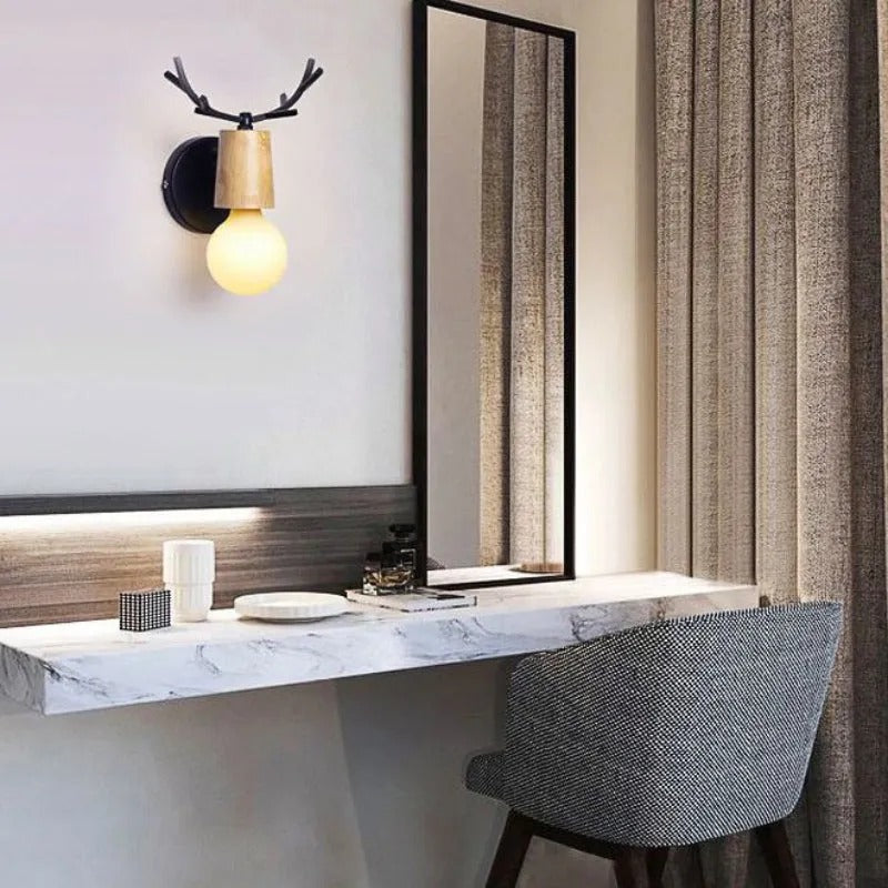 Muto Modern Antler LED Wandleuchte Schwarz Weiß Schlafzimmer/Badezimmer Metall Holz Glas