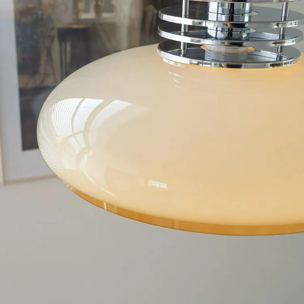 Valentina Vintage LED Pendelleuchte Glas Weiß Gelb Metall Wohnzimmer
