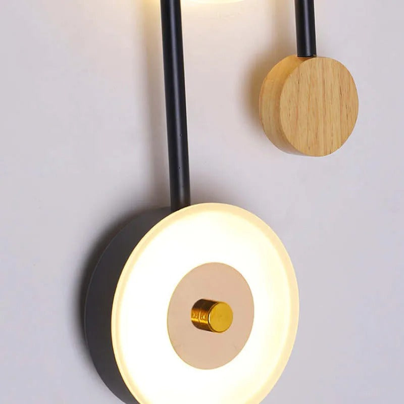 Arisha Modern Wandleuchter Rund Schlafzimmer, Holz Acryl