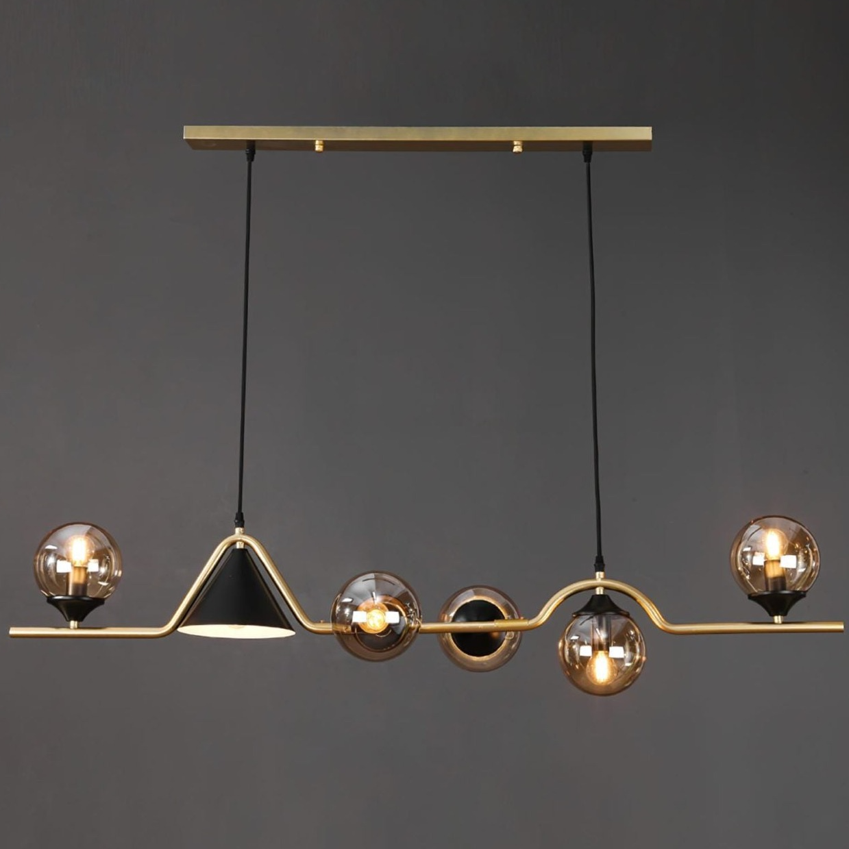 Arisha Moderne LED Pendelleuchte Schwarz/Gold Glas Wohnzimmer/Schlafzimmer
