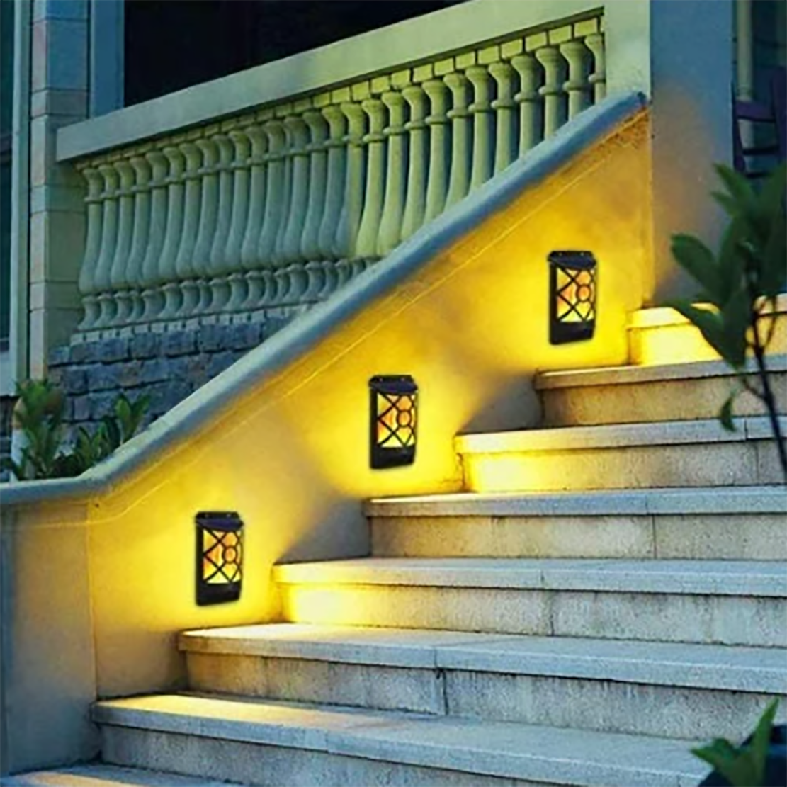 Ray Wasserdichte LED-Solarwandleuchte mit flackernder Flamme