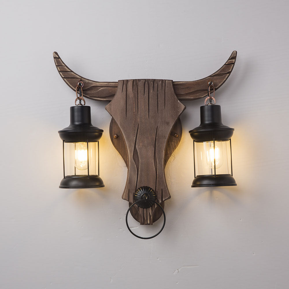 Epoch Vintage LED Wandleuchte Innen Bull Zweiflamming Schlaf/Wohnzimmer Metall