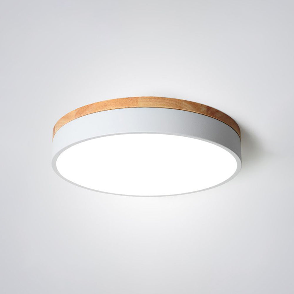 Aria Modern LED Deckenleuchte Rund, Weiß/Gelb/Grün/Grau, Schlafzimmer, Metall Holz