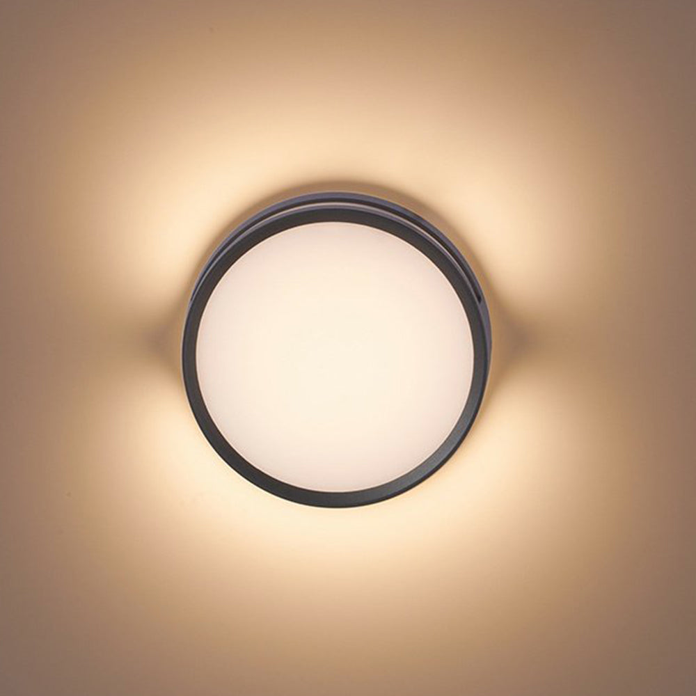 Ray Modern Runde LED Außenwandleuchte Schwarz Flur/Balkon Metall&Acryl ∅18CM