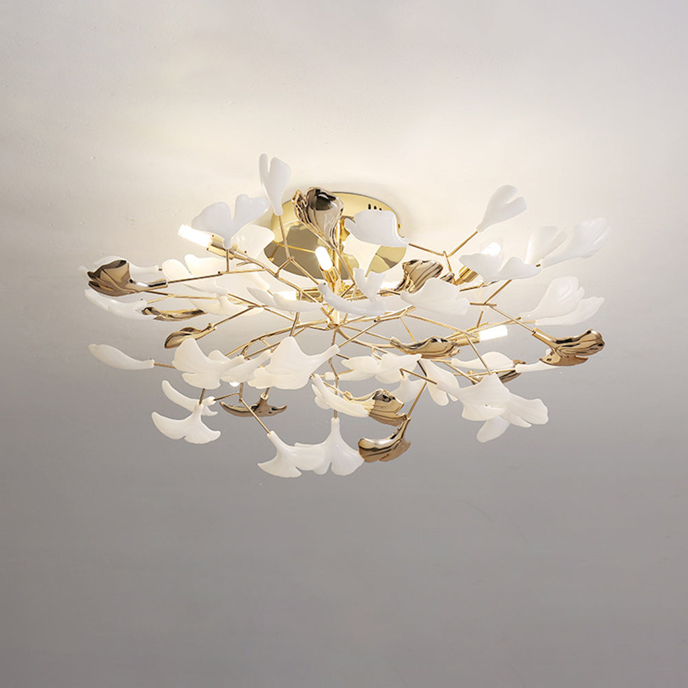 Olivia Modern LED Denkenleuchte Blume Gold Ess/Wohn/Schlafzimmer Metall