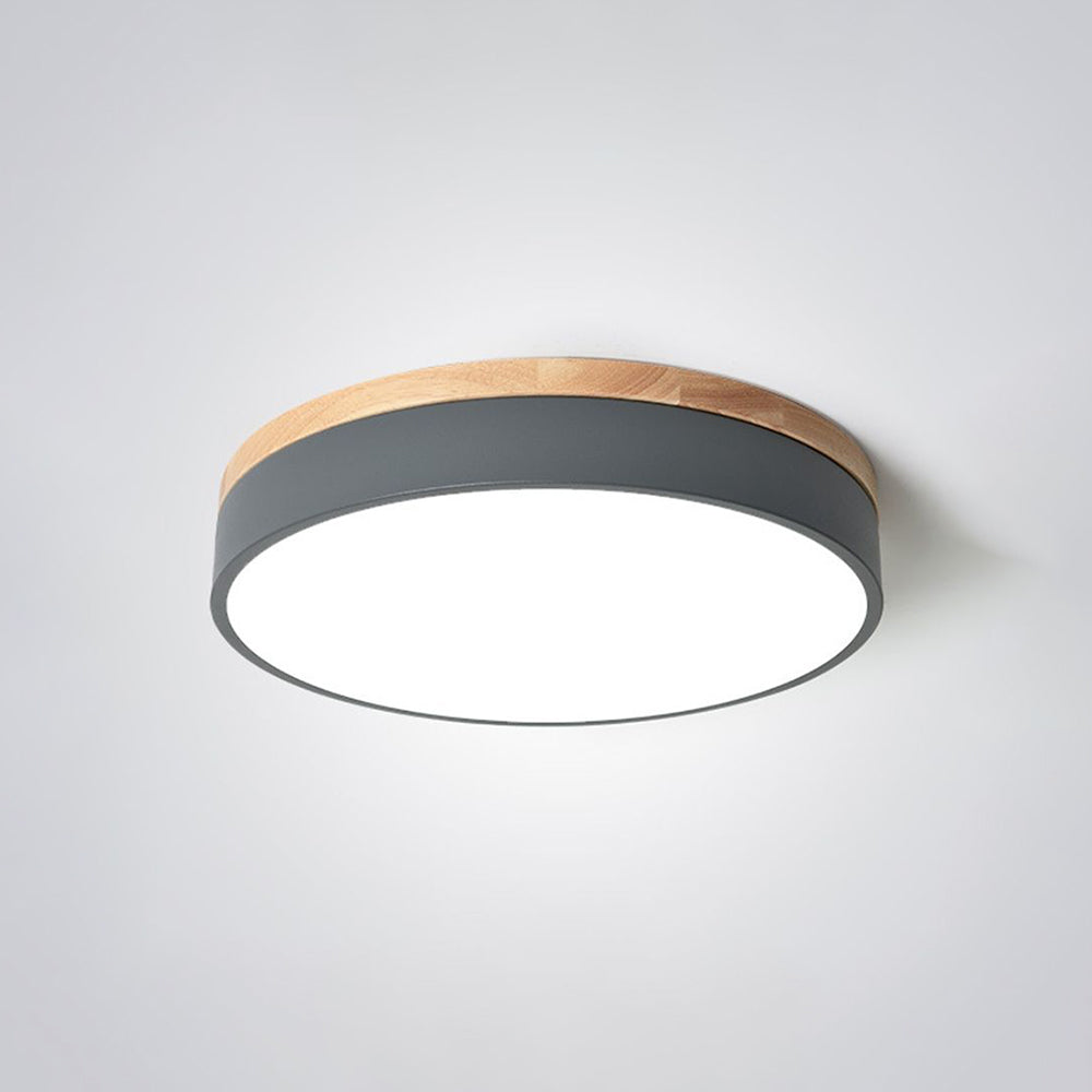 Aria Modern LED Deckenleuchte Rund, Weiß/Gelb/Grün/Grau, Schlafzimmer, Metall Holz