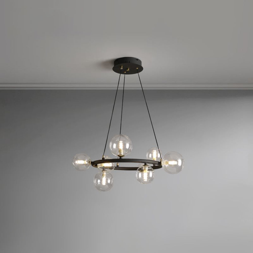 Valentina Modern Glaskugel LED Kronleuchter Gold/Schwarz Esstisch/Wohnzimmer Metall mit 3 größrn