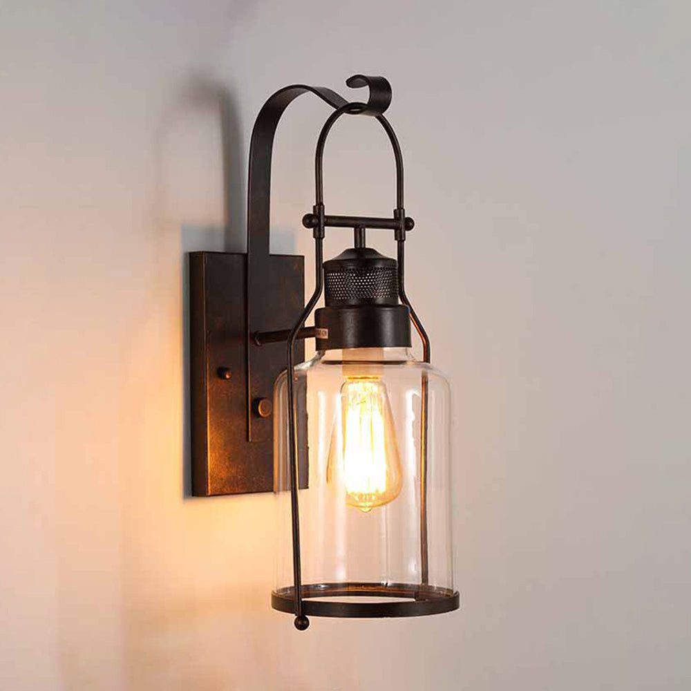Silva Vintage Lantern Wandleuchte Schwarz/Rost Flur/Treppenhaus Wohn/Schlafzimmer Metall&Glas