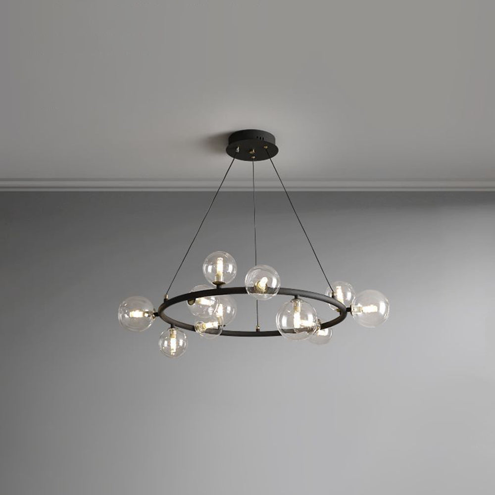 Valentina Modern Glaskugel LED Kronleuchter Gold/Schwarz Esstisch/Wohnzimmer Metall mit 3 größrn