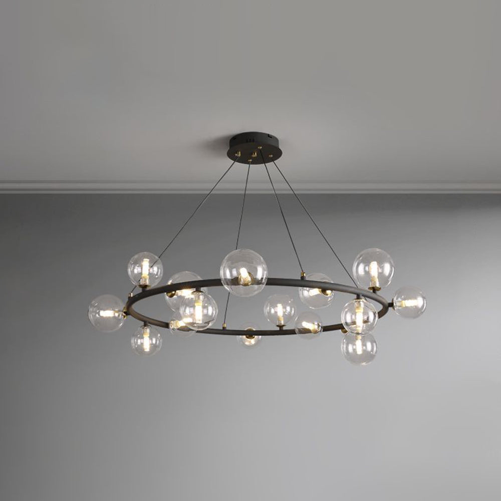 Valentina Modern Glaskugel LED Kronleuchter Gold/Schwarz Esstisch/Wohnzimmer Metall mit 3 größrn