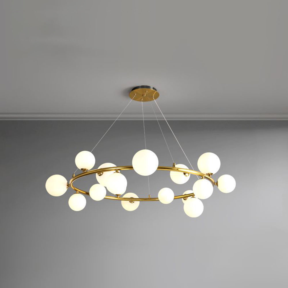 Valentina Modern Glaskugel LED Kronleuchter Gold/Schwarz Esstisch/Wohnzimmer Metall mit 3 größrn