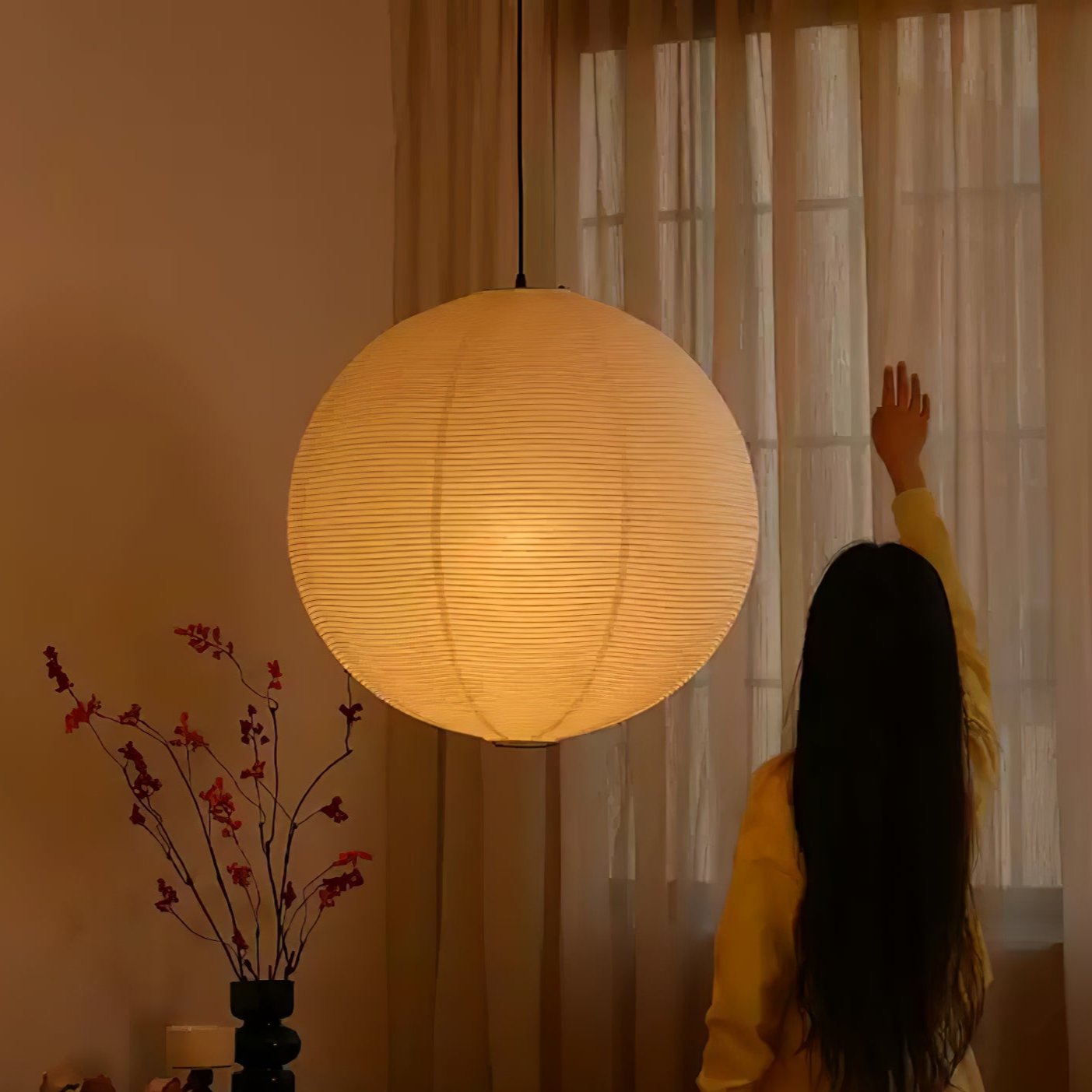 Solara Pendelleuchte Bambus Washi Papier Rund-Letslighting