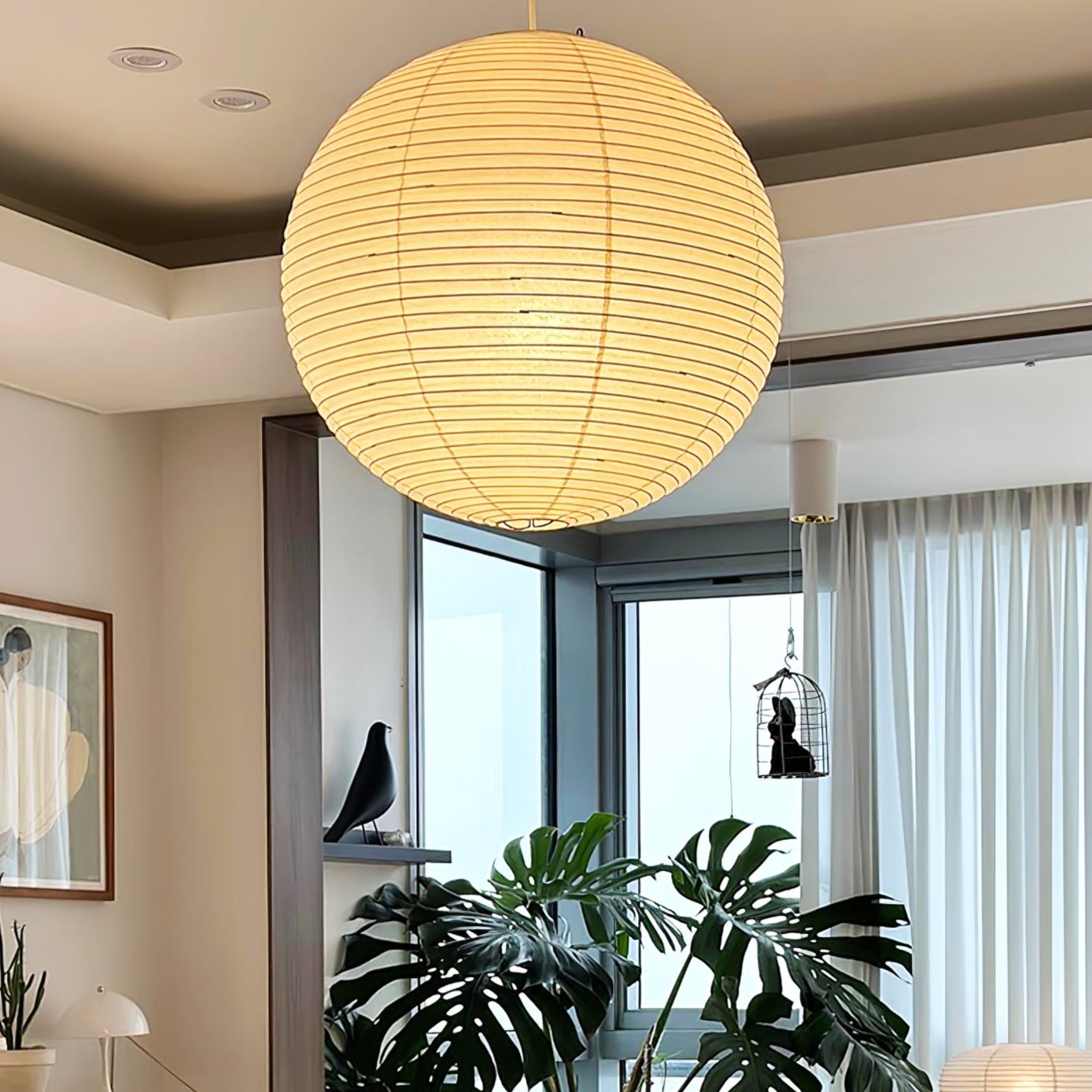 Solara Pendelleuchte Bambus Washi Papier Rund-Letslighting