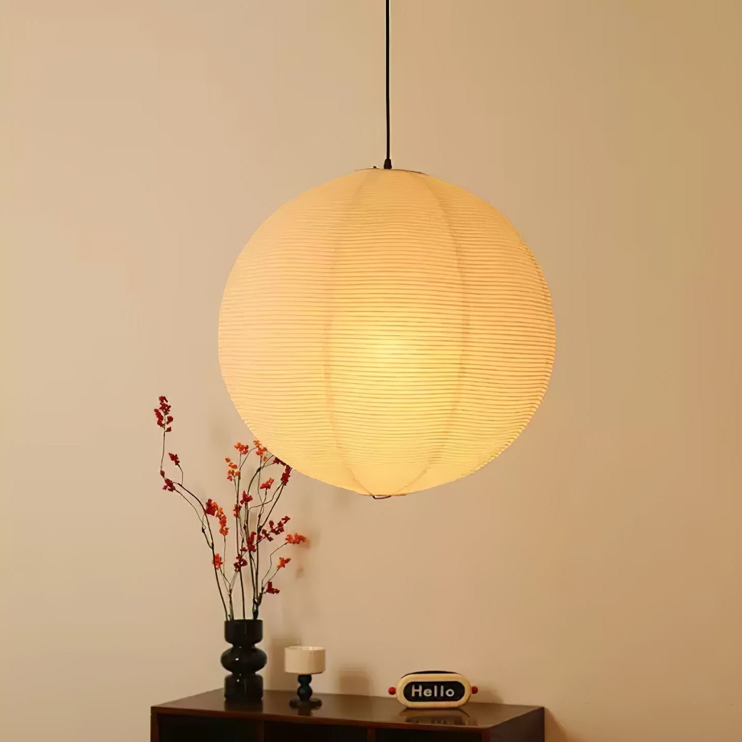 Solara Pendelleuchte Bambus Washi Papier Rund-Letslighting