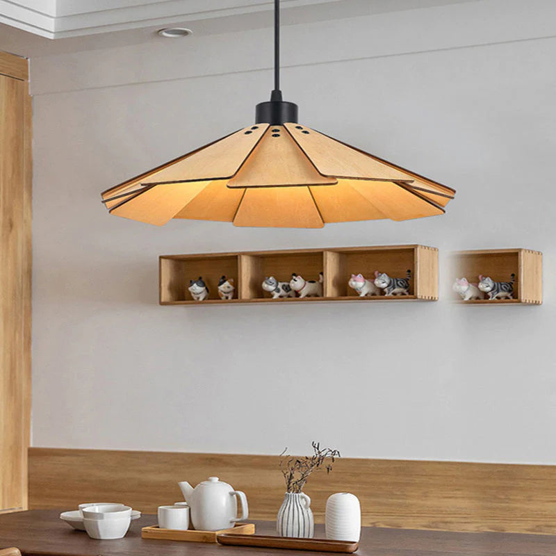Arisha Design LED Pendelleuchte Gelb/Braun Ess/Schlaf/Wohnzimmer Innenbereich Holz&Metall Warmweiß