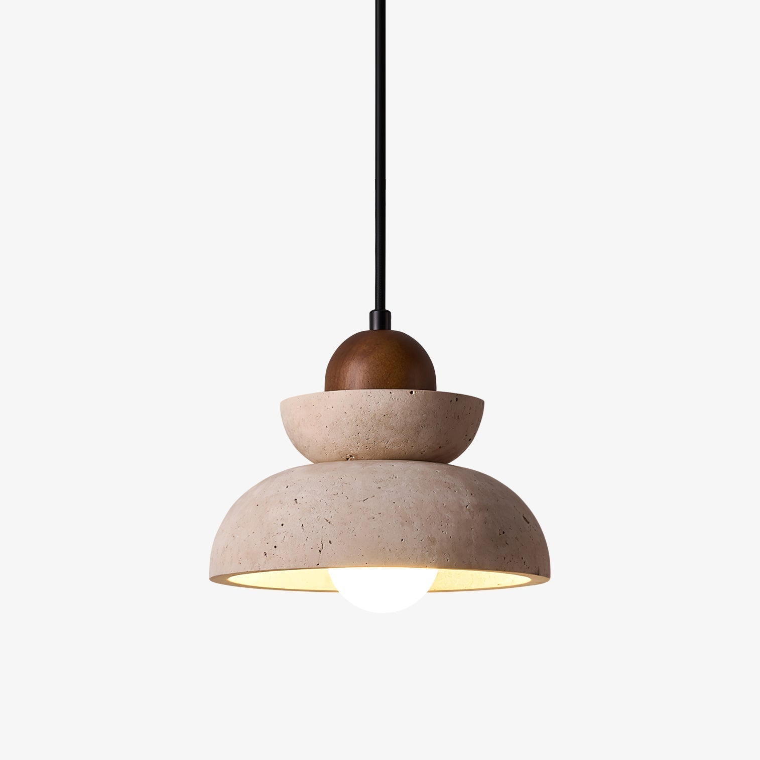 Zophaos Tiered-Bell Travertine Pendant Light - Neutralighting