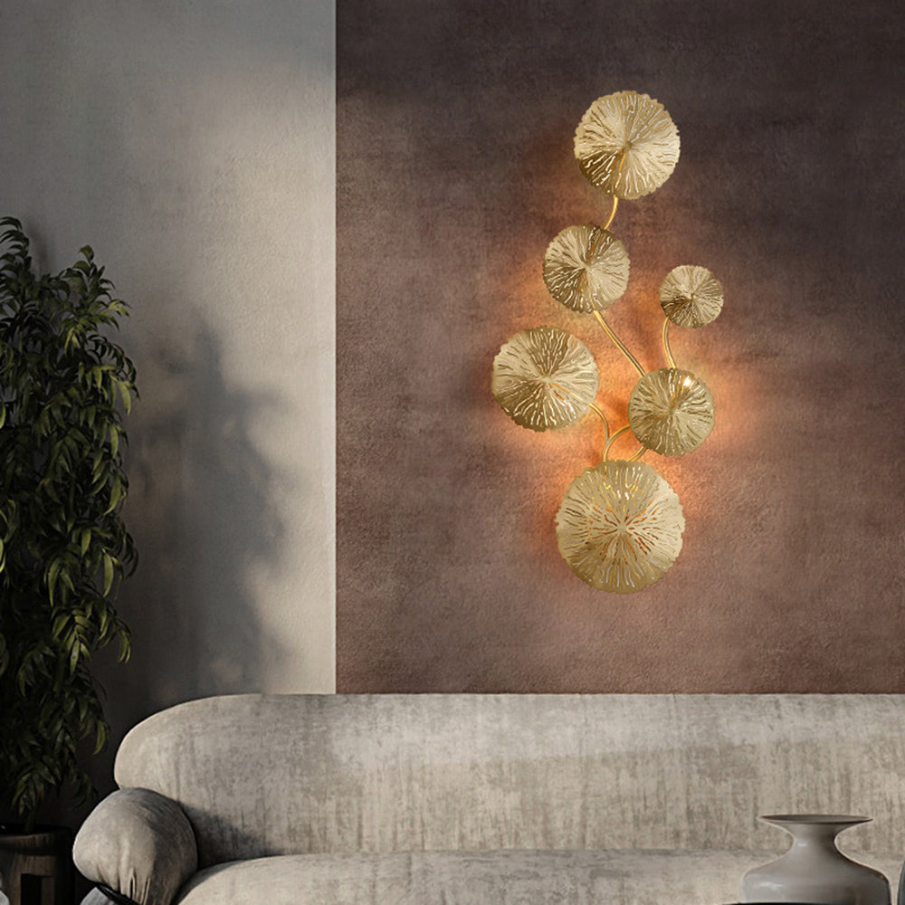 Arisha Vintage Design Blumen LED Wandleuchte Gold Wohn/Schlafzimmer Innen Metall